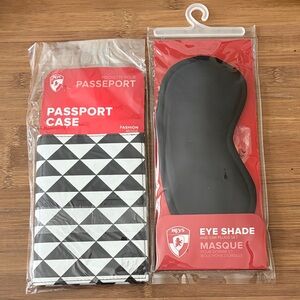 Heys Black and White Passport Case and Eye Shade Travel Set